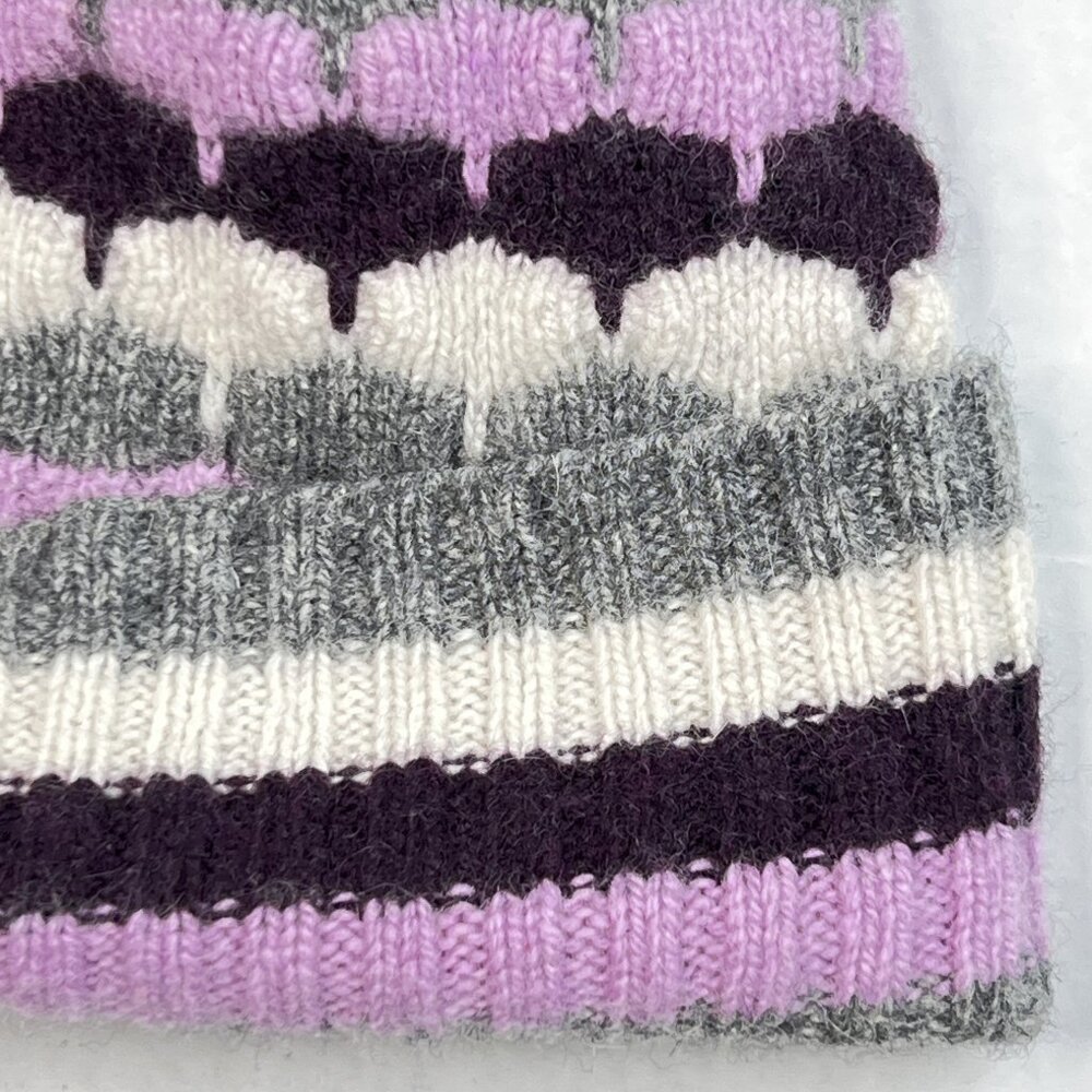 Ann Taylor LOFT Wool Cashmere Rabbit Fur Ribbed Knit Striped Hat OS - NWOT - Picture 2 of 5